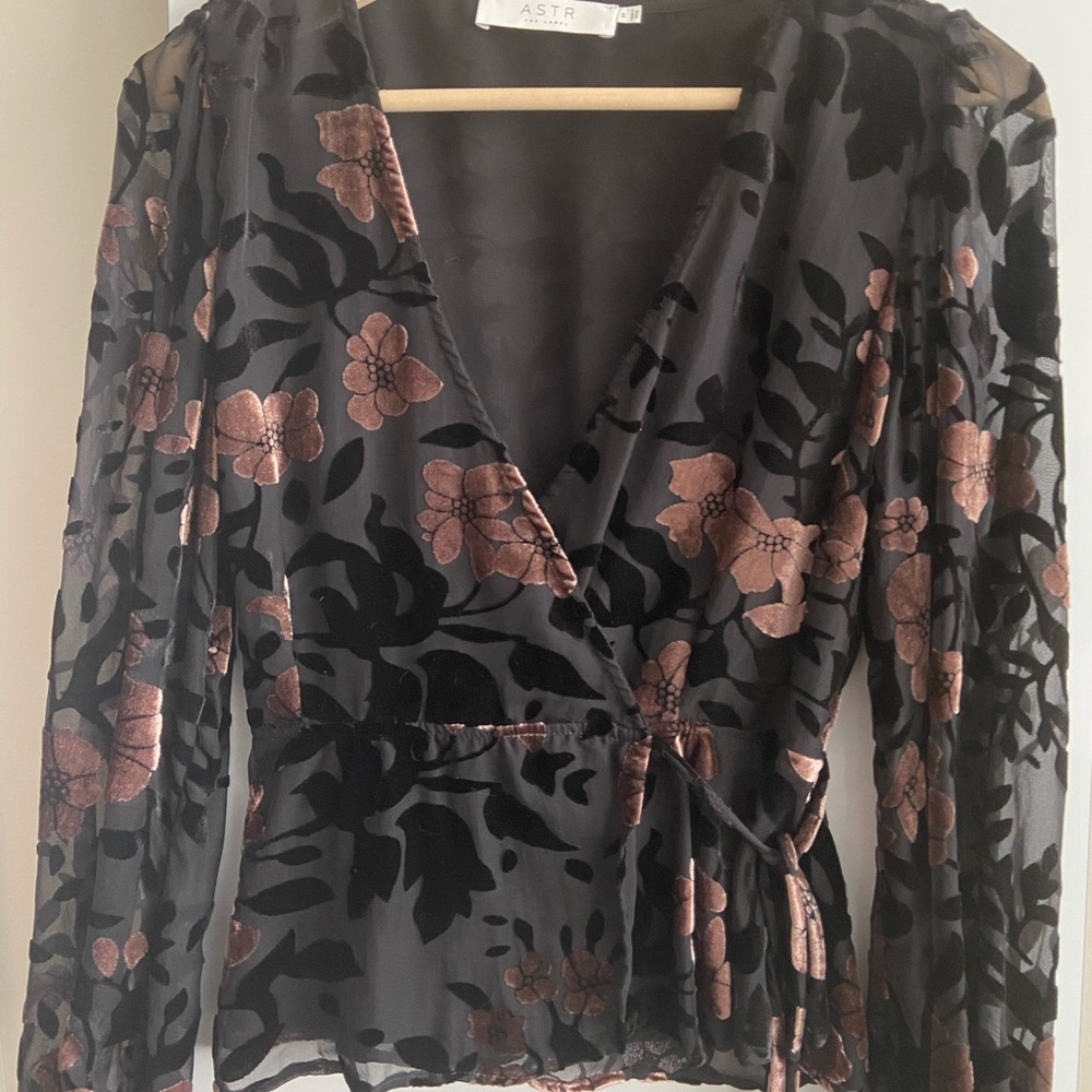 ASTR the Label Sheer Velvet Burnout Top